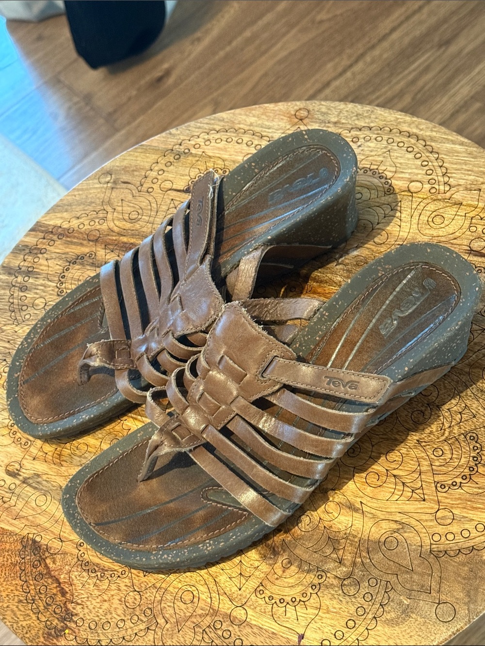 Teva Brown Cabrillo wedge thong sandals